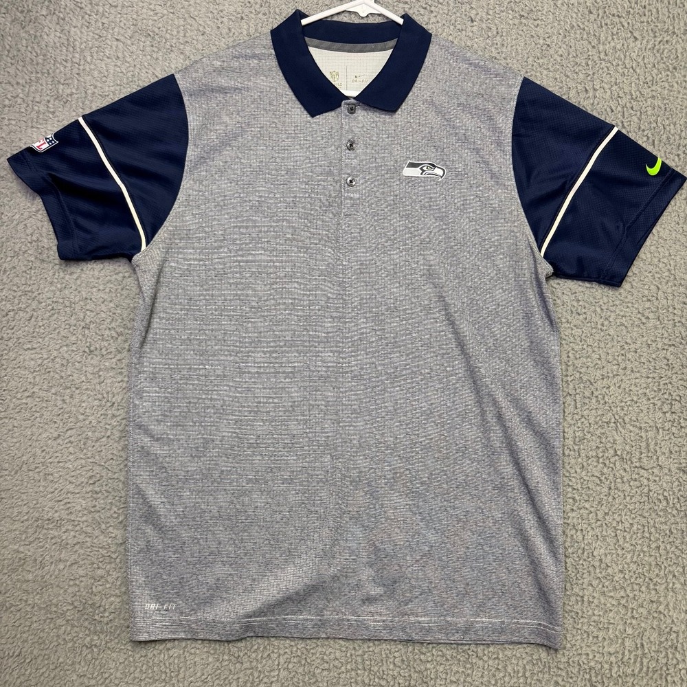 Nike Dri-FIT Seattle Seahawks NFL Onfield Apparel Polo Shirt Men's Large L